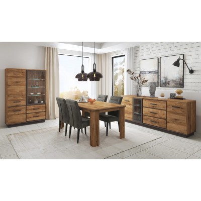 copy of Dining room Tom with sideboard, display cabinet and dining table - grey wood/anthracite