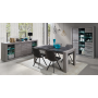 Dining room Lucas with sideboard, display cabinet and dining table - grey wood