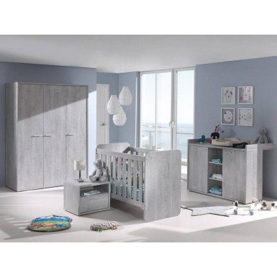 Baby room Vic with cot, dresser, 3-door wardrobe and bedside table - Ribbeck oak