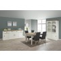 Dining room Hannover with extendable dining table 170cm, sideboard and display cabinet - sherpa/white