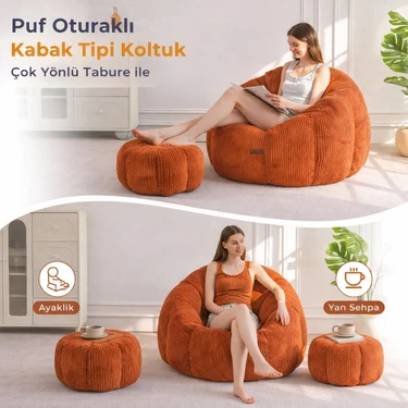 Puffiber Ergonomik Yer Tipi TV & Gaming Yer Koltuğu – Yetişkin Armut Puf Berjer 105x80 cm | Modern