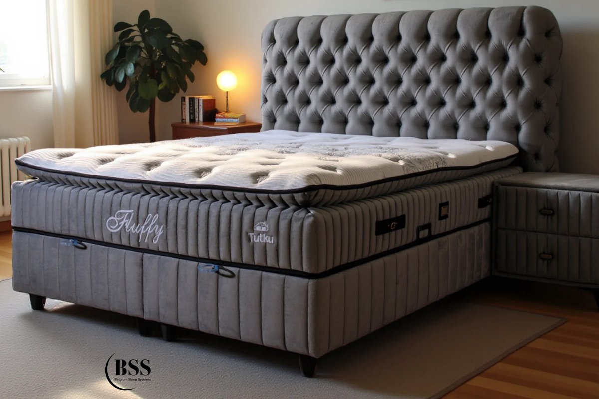 Bed Boxspring Fluffy - Bed Set met Matras - Bed Set met Topper