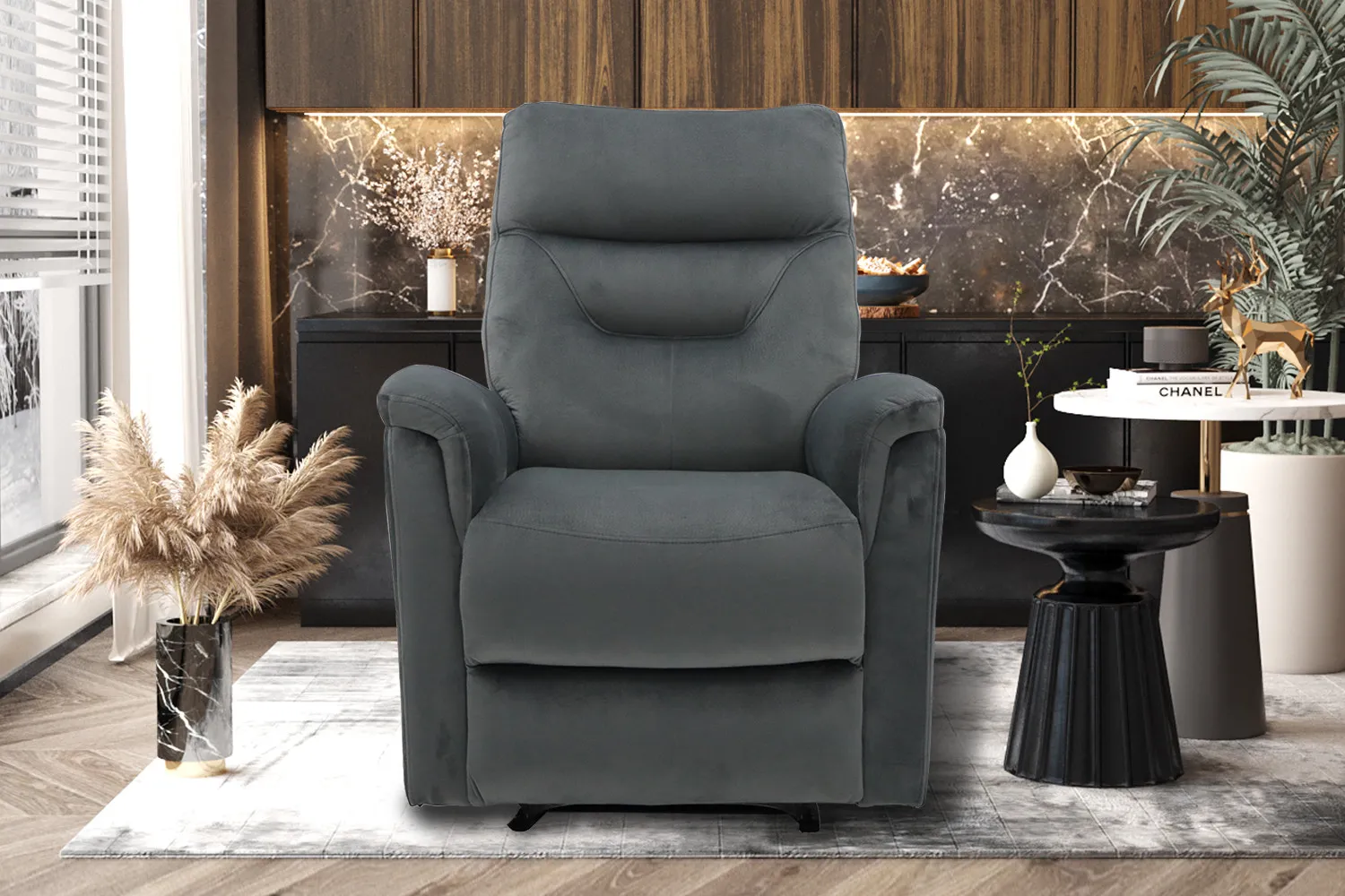 Relaxfauteuil Breda – Manueel Verstelbaar – Stof Grijs – 78,5 x 96 x 100 cm