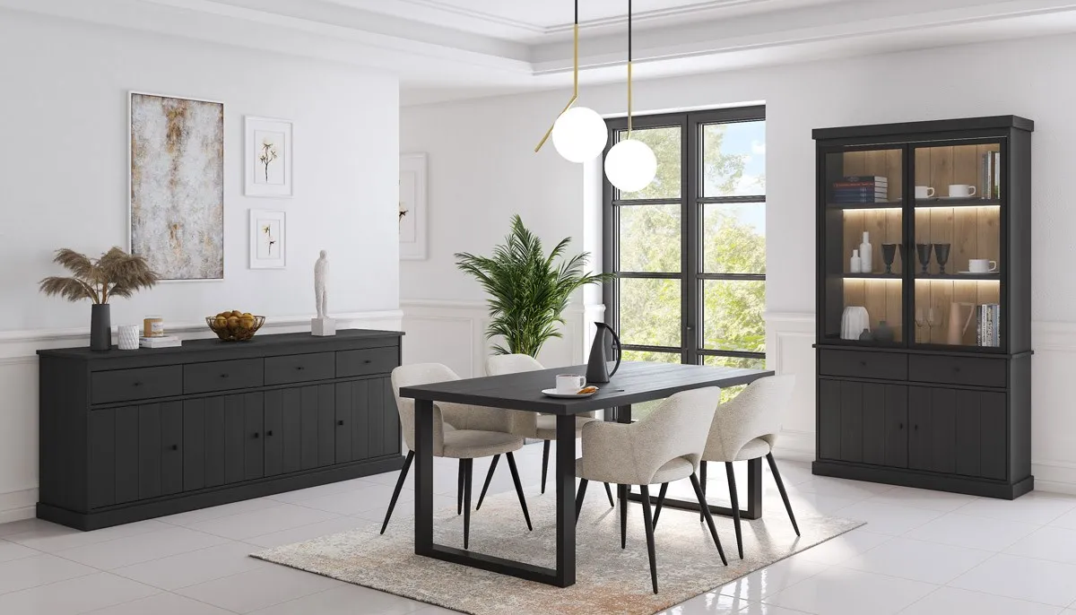 Woonkamer Valencia - black oak - met verlichting
