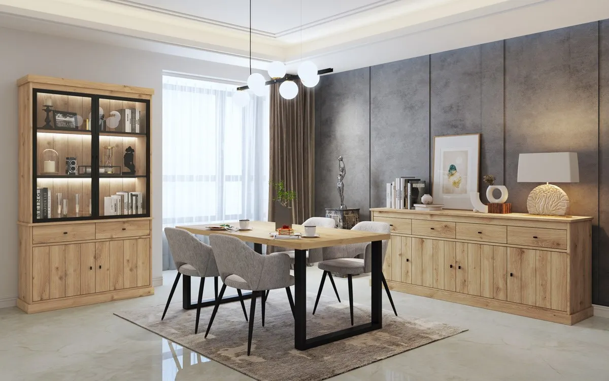 Woonkamer Valencia - met verlichting - light oak